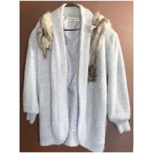 Vintage Angora Coat with Real Fox around neckline